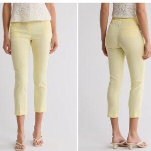 NWT Theory Linen Blend New Pants  -Treeca Pull-On Crop -Yellow/Lemon -Size 8